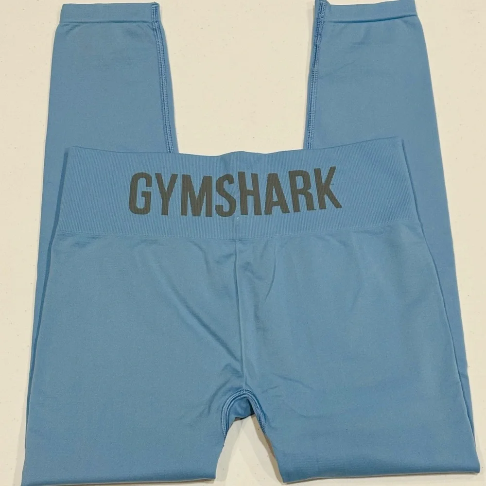 Gymshark Flex High Waisted Seamless Leggings, Light Blue, Woman’s Small